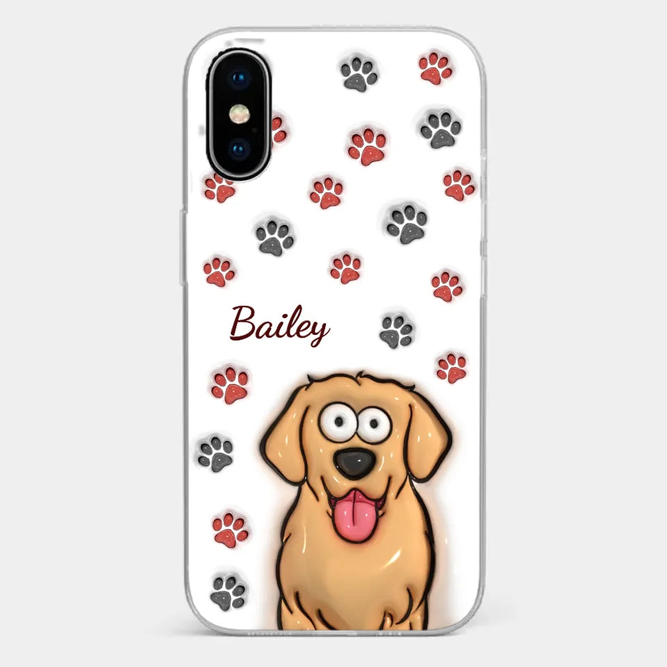 Paws And Enjoy Life - Dog & Cat Personalized Custom 3D Inflated Effect Printed Clear Phone Case - Gift For Pet Owners, Pet Lovers