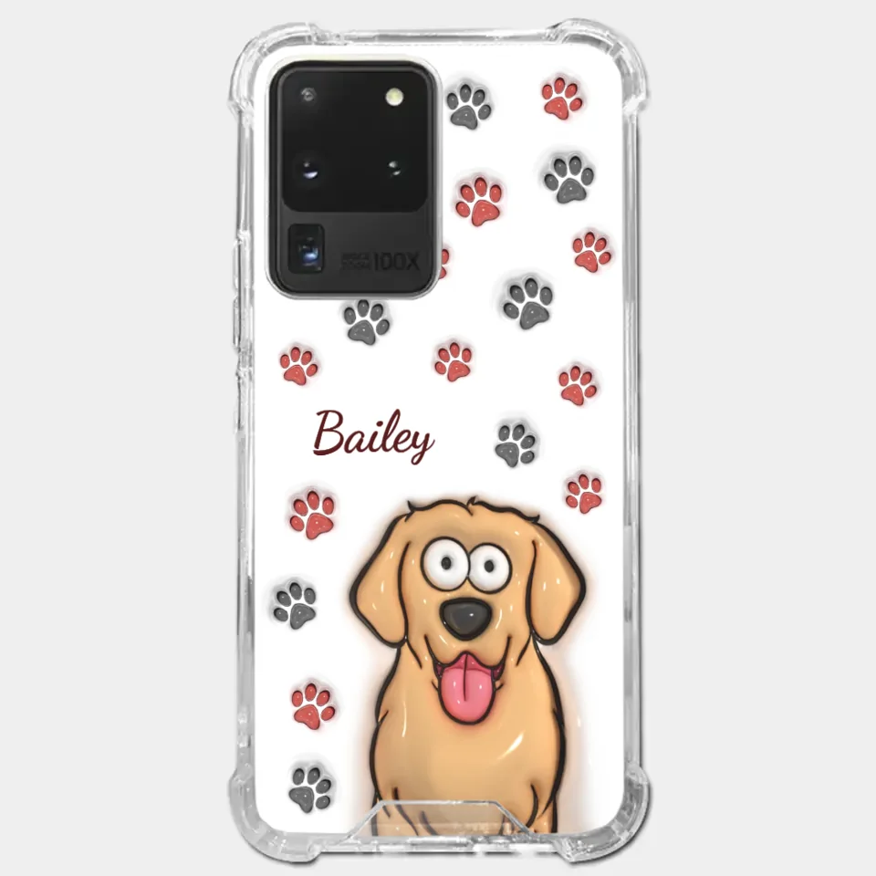 Paws And Enjoy Life - Dog & Cat Personalized Custom 3D Inflated Effect Printed Clear Phone Case - Gift For Pet Owners, Pet Lovers