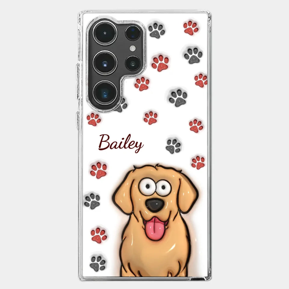 Paws And Enjoy Life - Dog & Cat Personalized Custom 3D Inflated Effect Printed Clear Phone Case - Gift For Pet Owners, Pet Lovers