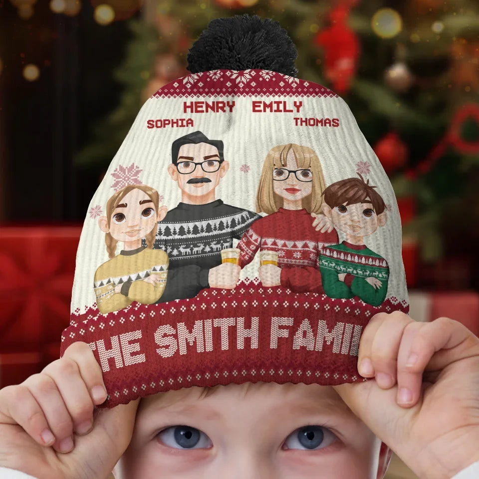 It's The Most Wonderful Time Of The Year - Family Personalized Custom Christmas Beanie Hat - Christmas Gift For Family Members