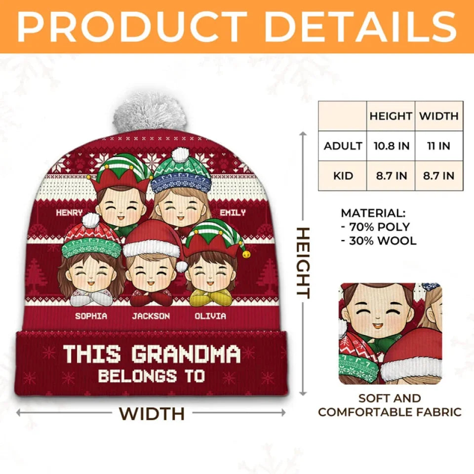 All I Want For Christmas Is Grandma - Family Personalized Custom Christmas Beanie Hat - Christmas Gift For Mom, Grandma