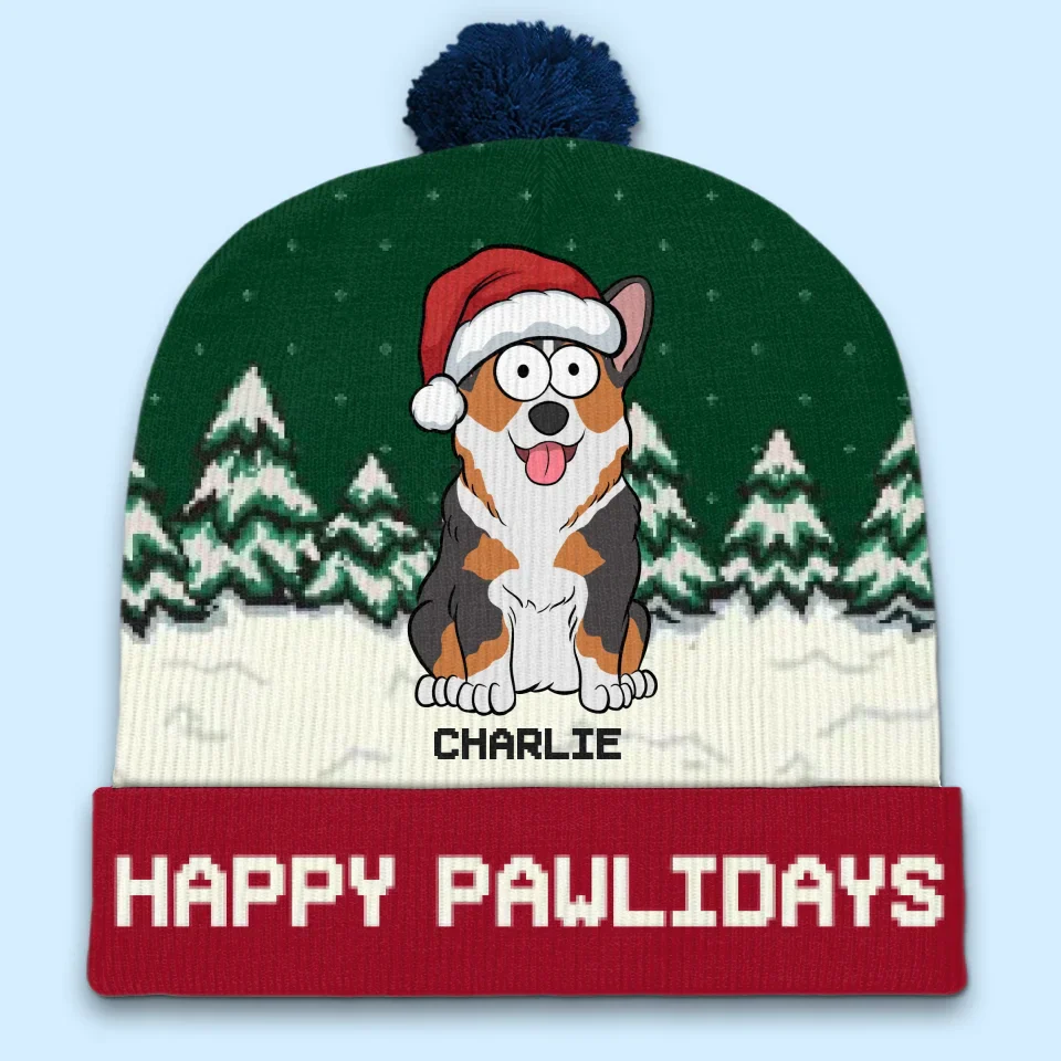 Santa Paws Is Coming To Town - Dog & Cat Personalized Custom Christmas Beanie Hat - Christmas Gift For Pet Owners, Pet Lovers