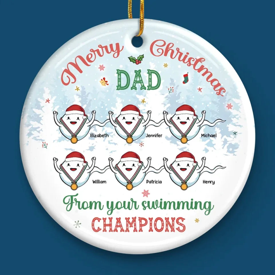 Dad, You Are My Hero - Family Personalized Custom Ornament - Ceramic Round Shaped - Christmas Gift For Dad, Grandpa