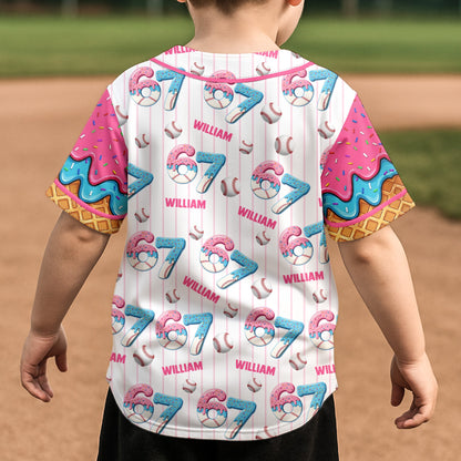 67 Sport Ice Cream Drip - Personalized Kids Baseball Jersey