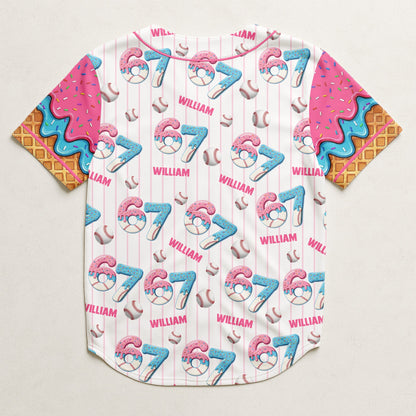 67 Sport Ice Cream Drip - Personalized Kids Baseball Jersey