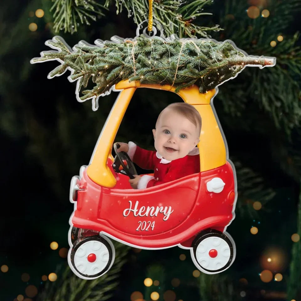 Custom Photo Celebrating The Season With Our Littlest Reason - Family Personalized Custom Ornament - Acrylic Custom Shaped - Christmas Gift For Baby Kids, Newborn Baby, First Christmas