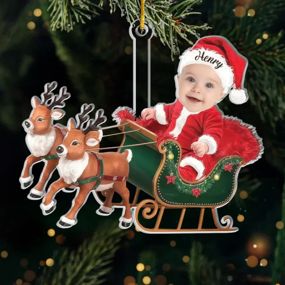 Custom Photo Tiny Claus Has Come To Bring Holiday Magic - Family Personalized Custom Ornament - Acrylic Custom Shaped - Christmas Gift For Baby Kids, Newborn Baby, First Christmas