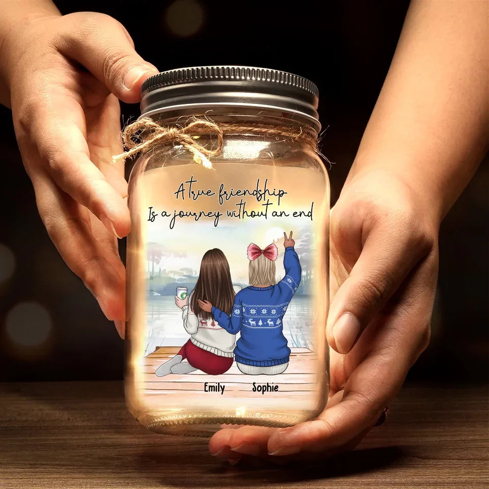There Is No Greater Gift Than Friendship - Bestie Personalized Custom Mason Jar Light - Christmas Gift For Best Friends, BFF, Sisters