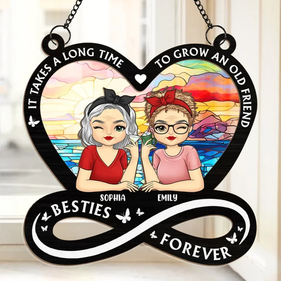 Friendship Is The Greatest Gift - Bestie Personalized Window Hanging Suncatcher Ornament - Gift For Best Friends, BFF, Sisters