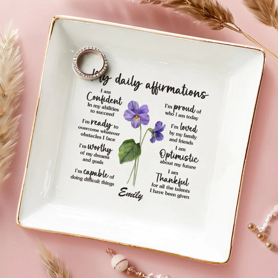 My Daily Affirmations - Bestie Personalized Custom Jewelry Dish - Gift For Best Friends, BFF, Sisters