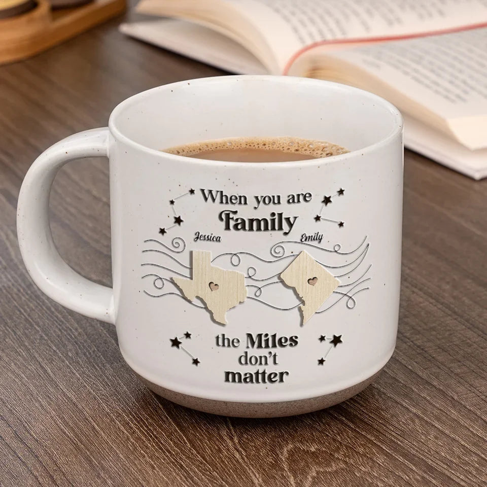 Family Is Not Defined By Distance, But By Love - Family Personalized Custom Printed Pottery Mug - Christmas Gift For Family Members