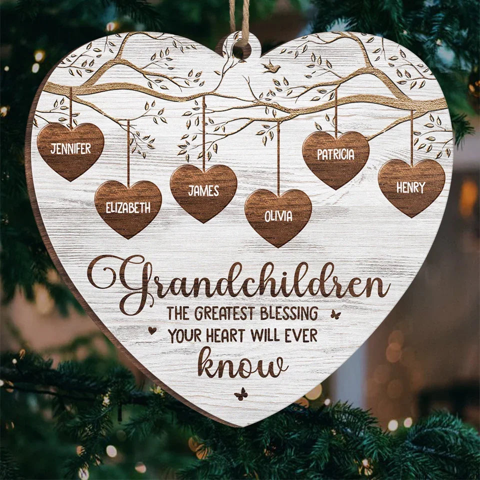 Grandma's Love Is Forever In Bloom - Family Personalized Custom Ornament - Wood Custom Shaped - Christmas Gift For Grandma