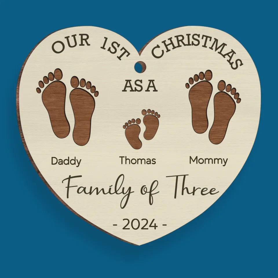 Our First Christmas As A Family - Family Personalized Custom Ornament - Wood Custom Shaped - New Arrival, Christmas Gift For Family Members AMZ