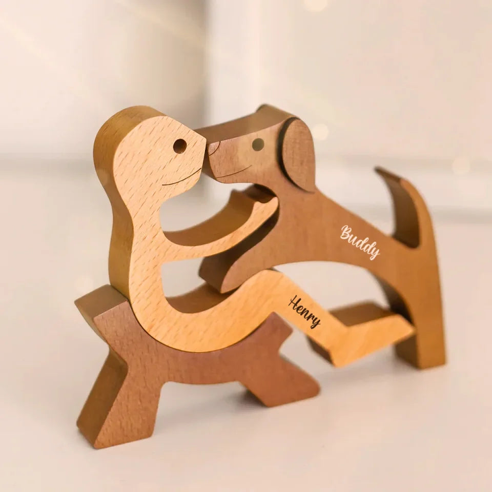 MWD - Personalized Custom Wooden Pet Carvings - The Love Between You And Your Fur-Friend - Gift For Pet Lovers - New Arrival, Wood Sculpture Table Ornaments, Carved Wood Decor AMZ