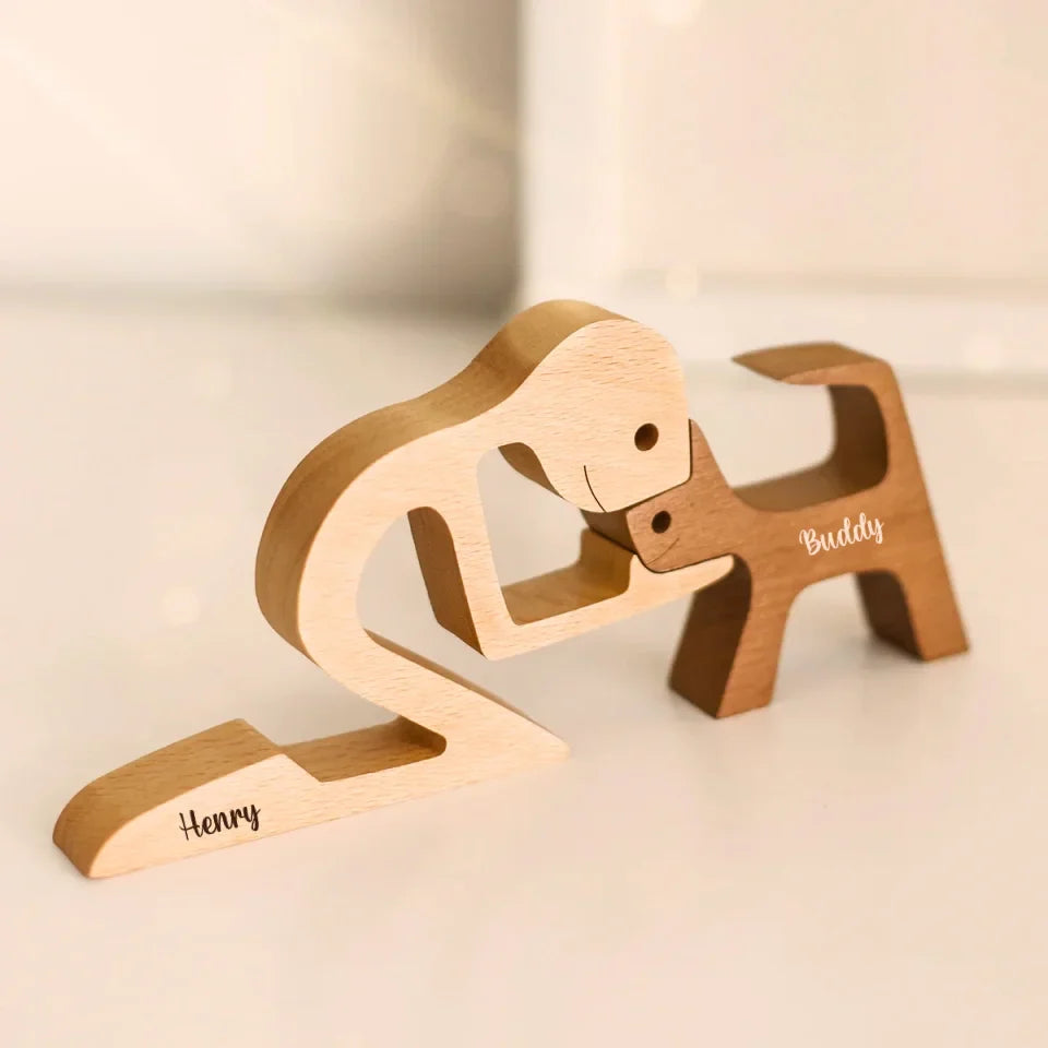 MWD - Personalized Custom Wooden Pet Carvings - The Love Between You And Your Fur-Friend - Gift For Pet Lovers - New Arrival, Wood Sculpture Table Ornaments, Carved Wood Decor AMZ