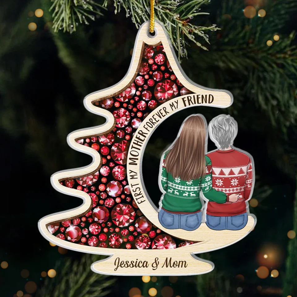 First My Daughter Forever My Friend  - Family Personalized Custom Ornament - Acrylic Custom Shaped - Christmas Gift For Mom, Daughter