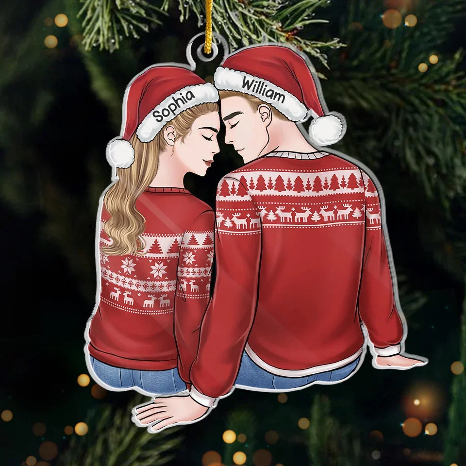 Our Love Lights Up The Holiday Season - Couple Personalized Custom Ornament - Acrylic Custom Shaped - Christmas Gift For Husband Wife, Anniversary