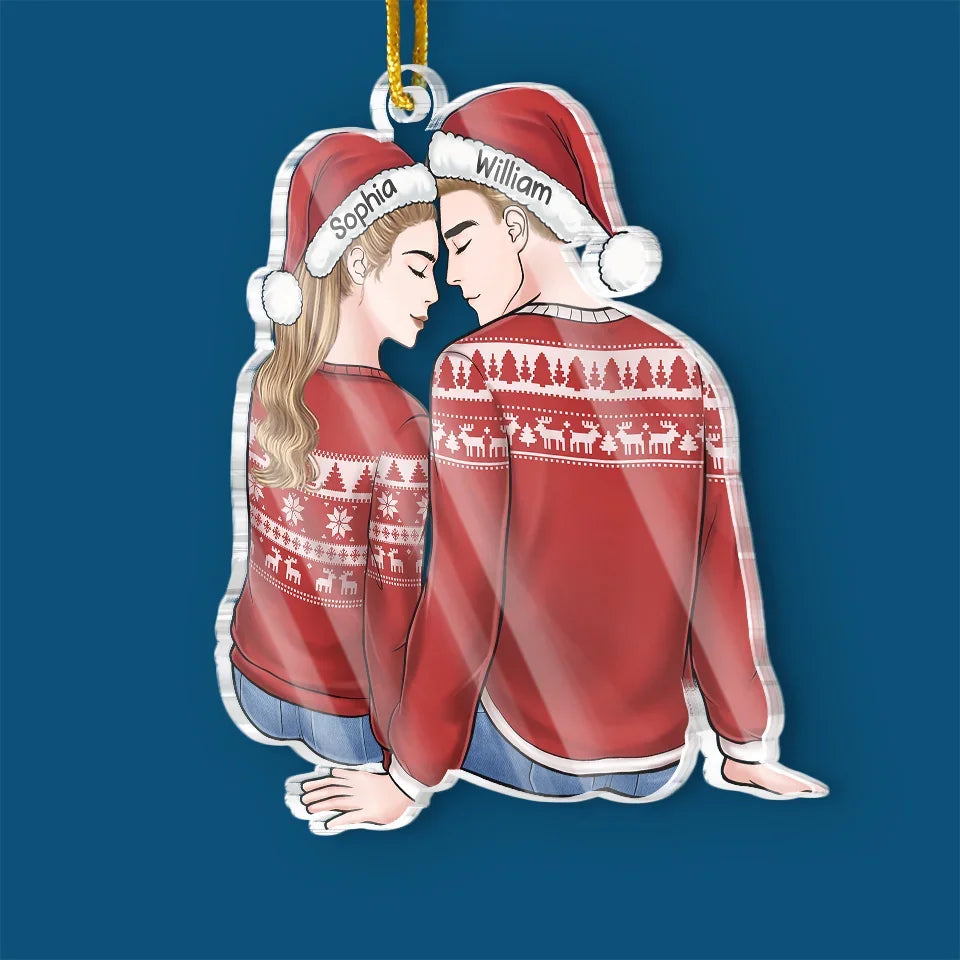 Our Love Lights Up The Holiday Season - Couple Personalized Custom Ornament - Acrylic Custom Shaped - Christmas Gift For Husband Wife, Anniversary