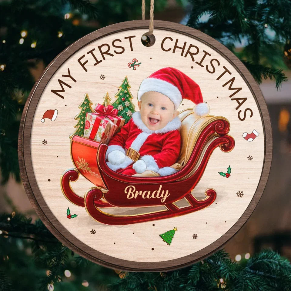Custom Photo Your First Christmas Is A Gift We’ll Cherish Forever - Family Personalized Custom Ornament - Wood Custom Shaped - Christmas Gift For Baby Kids, Newborn Baby, First Christmas