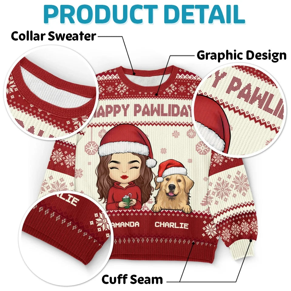Pawsome Christmas Wishes - Dog & Cat Personalized Custom Ugly Sweatshirt - Unisex Wool Jumper - Christmas Gift For Pet Owners, Pet Lovers