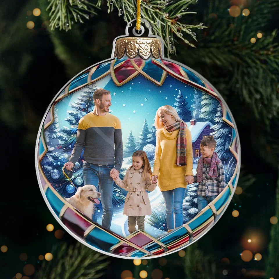 Custom Photo Christmas Is A Time To Gather And Love - Family Personalized Custom Ornament - Acrylic Custom Shaped - Christmas Gift For Family Members