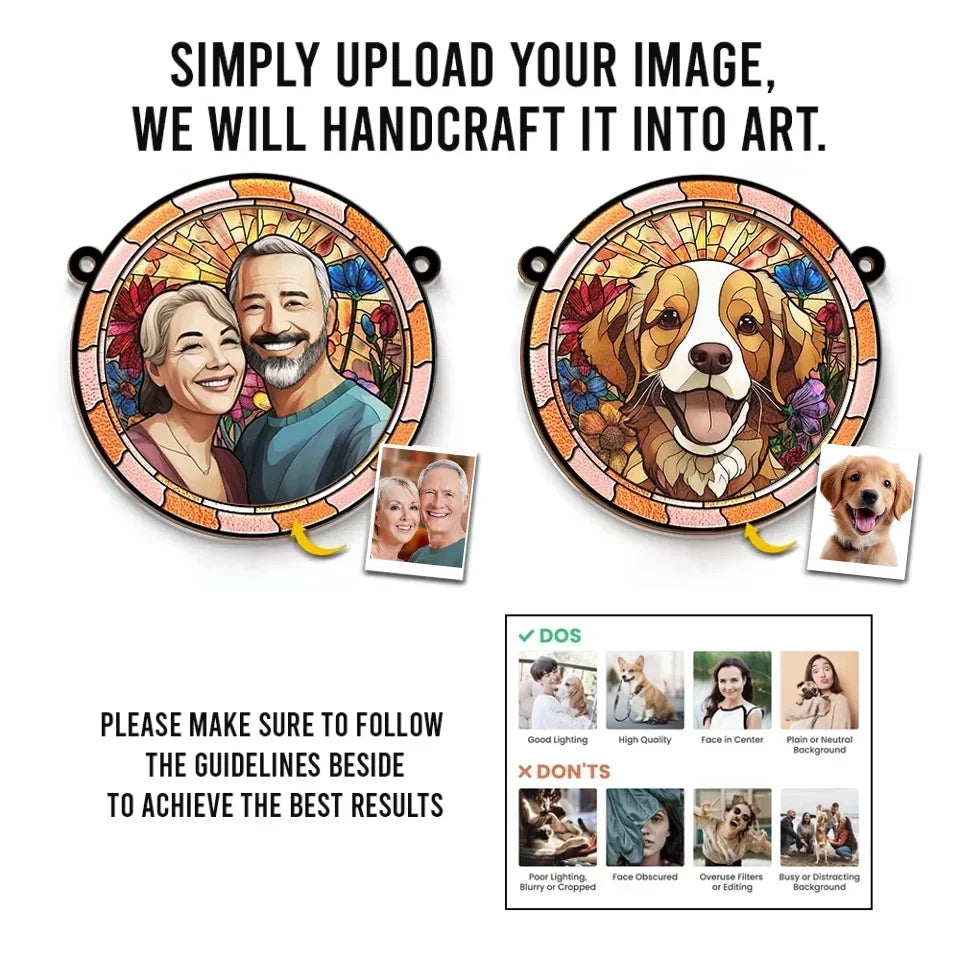 Custom Photo I Fall For You More Every Day - Couple Personalized Window Hanging Suncatcher Ornament - Gift For Husband Wife, Anniversary