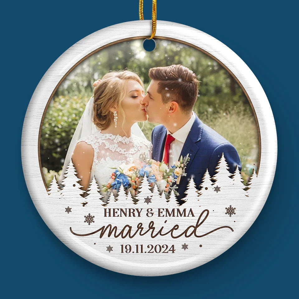 Custom Photo The Best Thing To Hold Onto In Life Is Each Other - Couple Personalized Custom Ornament - Ceramic Round Shaped - Christmas Gift For Husband Wife, Anniversary, First Christmas