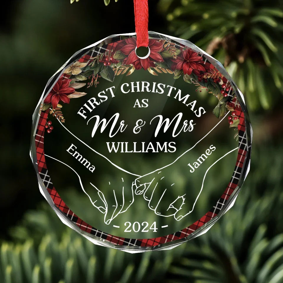 You're My Christmas Past, Present, And Future - Couple Personalized Custom Circle Glass Ornament - Christmas Gift For Husband Wife, Anniversary, First Christmas