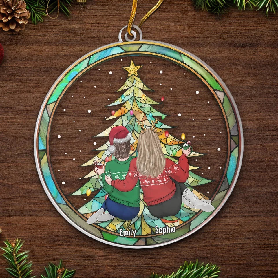 Merry Christmas To My Best Friends - Bestie Personalized Custom Ornament - Acrylic Custom Shaped - Christmas Gift For Best Friends, BFF, Sisters