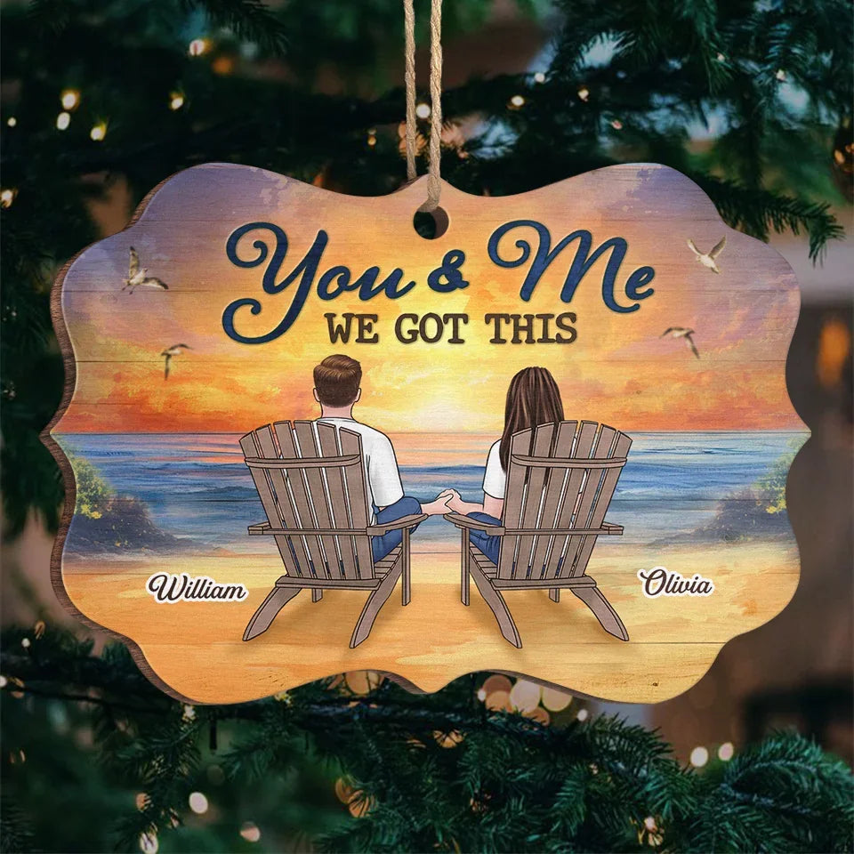 Our Hearts Speak The Same Language - Couple Personalized Custom Ornament - Wood Benelux Shaped - Gift For Husband Wife, Anniversary