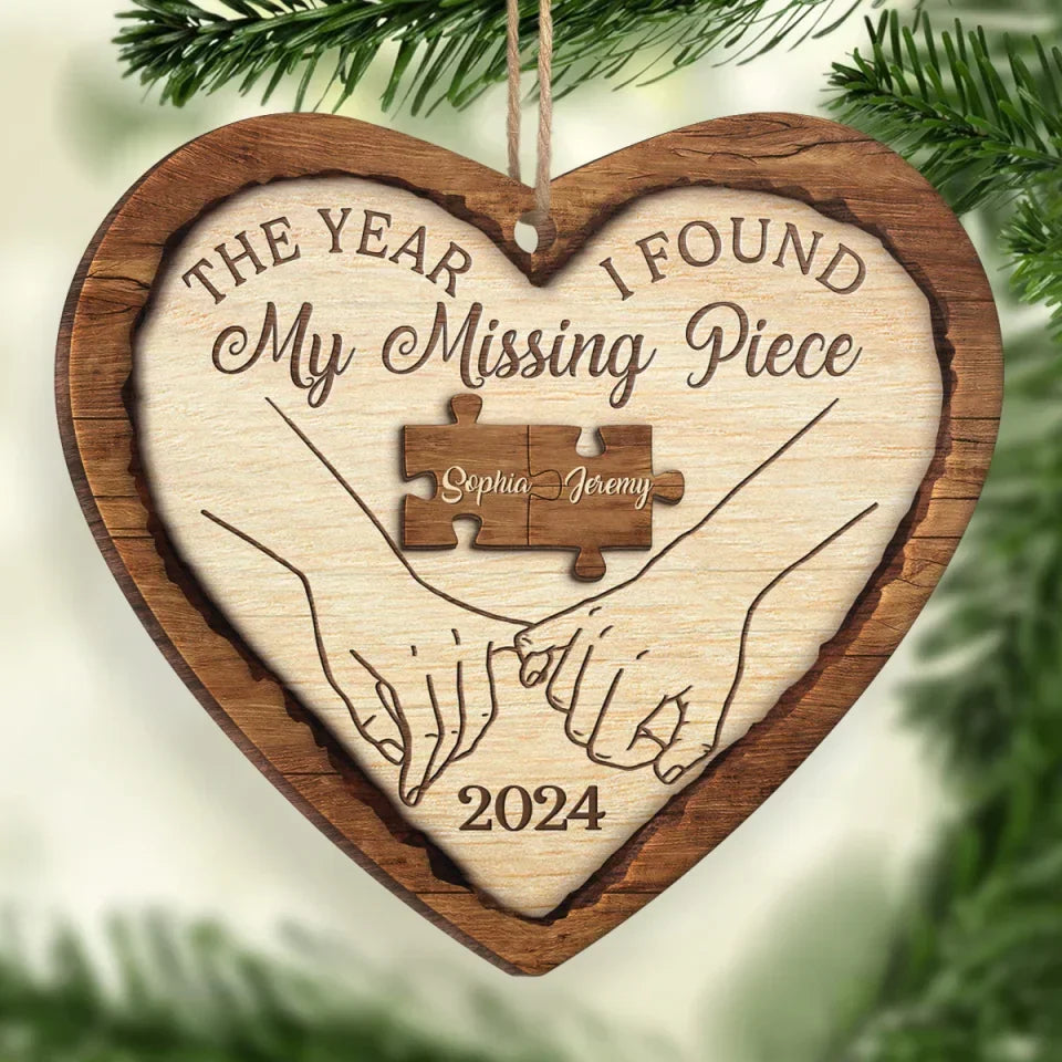 Two Hearts, One Love - Couple Personalized Custom Ornament - Wood Custom Shaped - Christmas Gift For Husband Wife, Anniversary