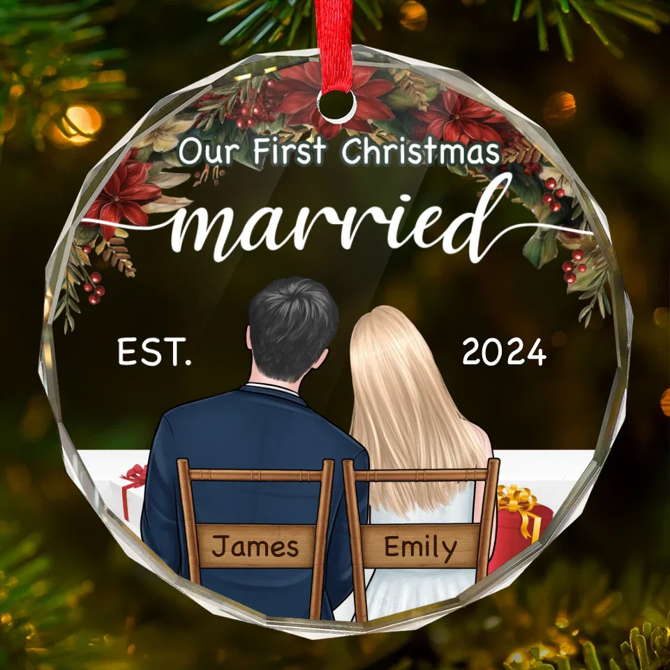 You Are My Perfect Partner - Couple Personalized Custom Circle Glass Ornament - Christmas Gift For Husband Wife, Anniversary, First Christmas