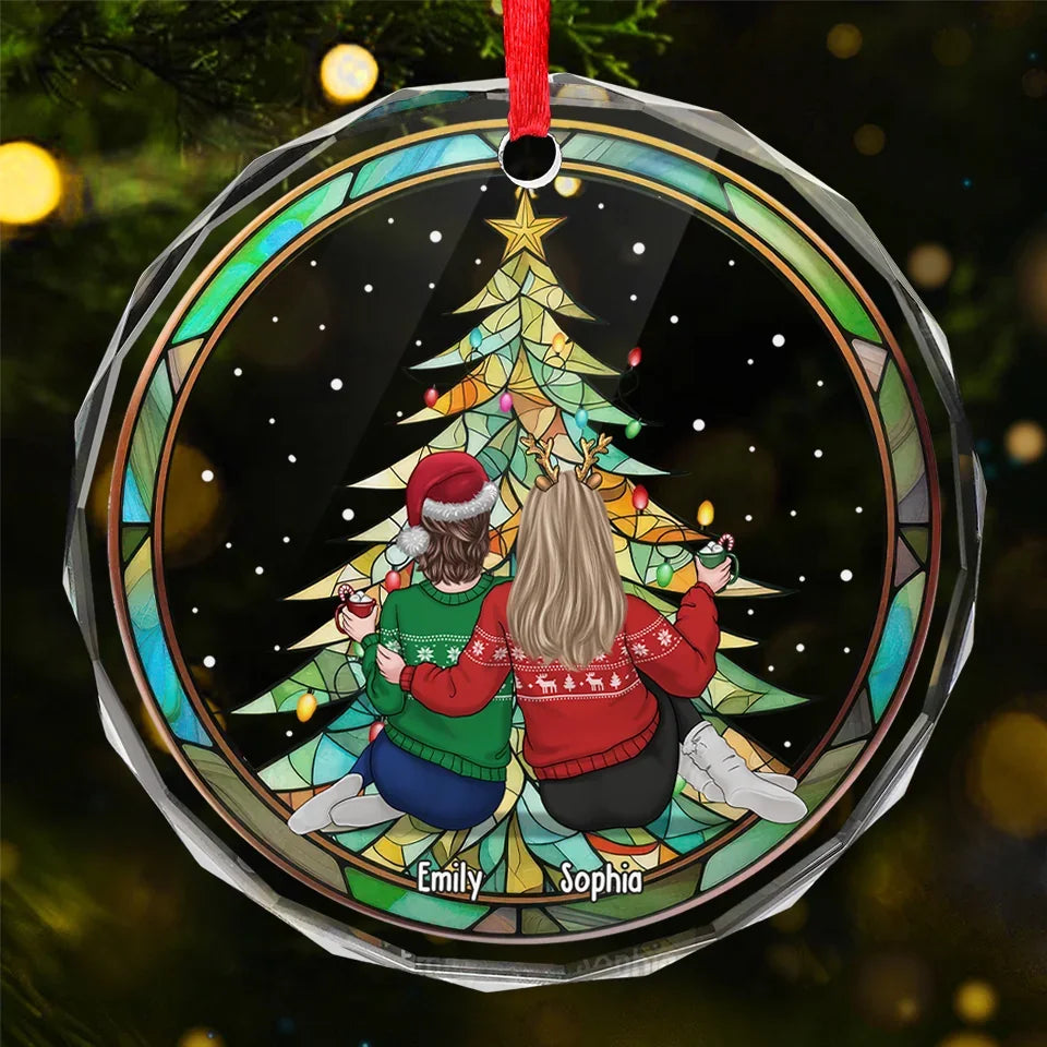 Merry Christmas To My Very Best Homies - Bestie Personalized Custom Circle Glass Ornament - Christmas Gift For Best Friends, BFF, Sisters