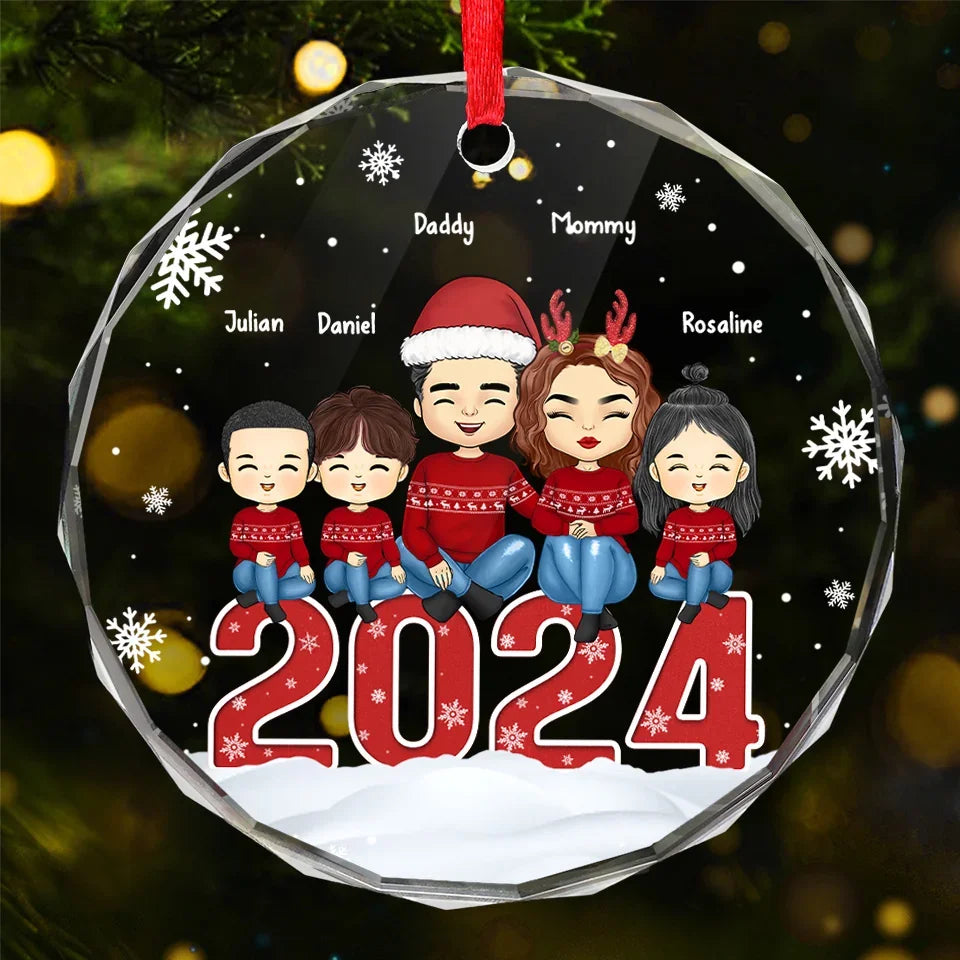 Every Ornament Tells A Family Story - Family Personalized Custom Circle Glass Ornament - Christmas Gift For Family Members