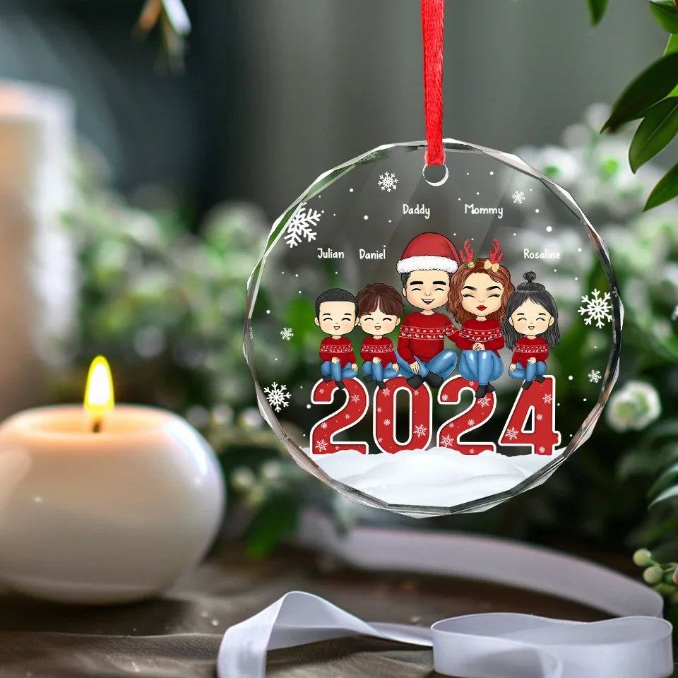 Every Ornament Tells A Family Story - Family Personalized Custom Circle Glass Ornament - Christmas Gift For Family Members