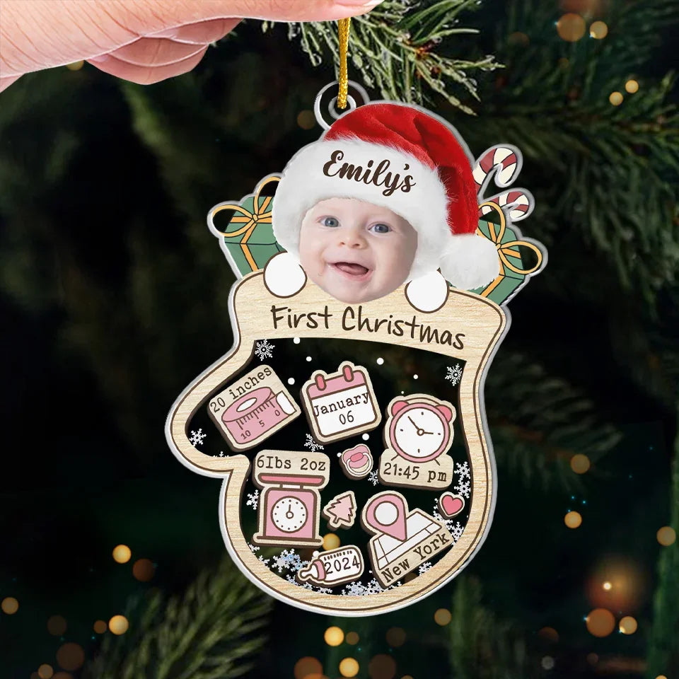 Custom Photo Wrapped In Holiday Cuteness - Family Personalized Custom Ornament - Acrylic Custom Shaped - Christmas Gift For Baby Kids, Newborn Baby, First Christmas