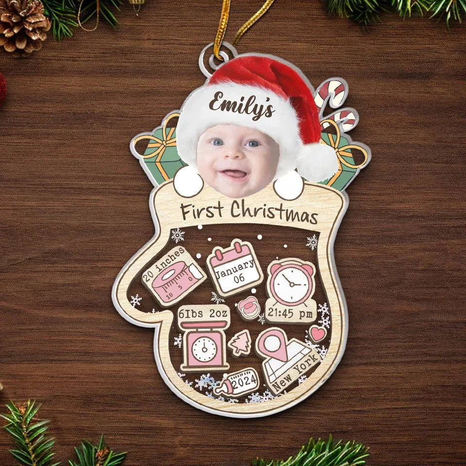 Custom Photo Wrapped In Holiday Cuteness - Family Personalized Custom Ornament - Acrylic Custom Shaped - Christmas Gift For Baby Kids, Newborn Baby, First Christmas