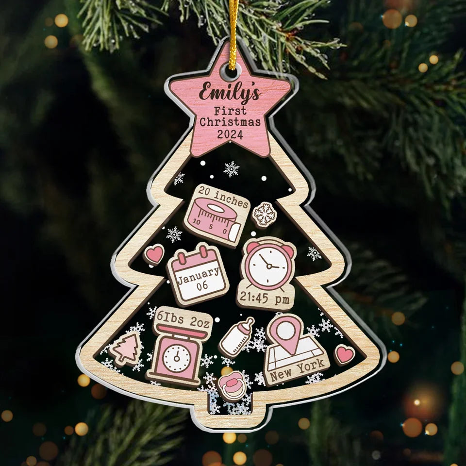 Sweetest Little Present Under The Tree - Family Personalized Custom Ornament - Acrylic Custom Shaped - Christmas Gift For Baby Kids, Newborn Baby, First Christmas