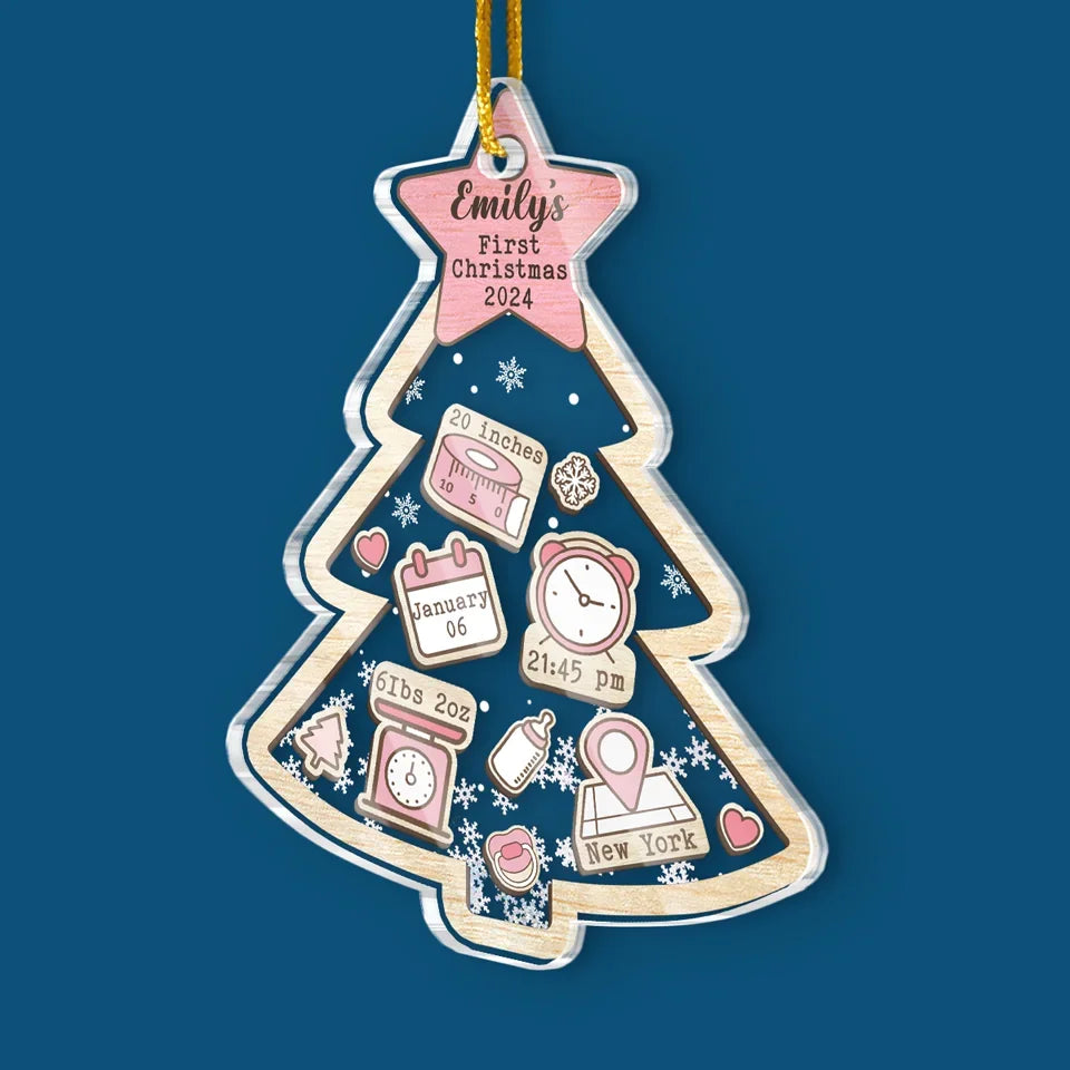 Sweetest Little Present Under The Tree - Family Personalized Custom Ornament - Acrylic Custom Shaped - Christmas Gift For Baby Kids, Newborn Baby, First Christmas