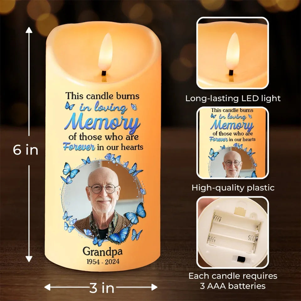 Custom Photo This Candle Burns In Loving Memory - Memorial Personalized Custom LED Candle - New Arrival, Sympathy Gift, Christmas Gift For Family Members