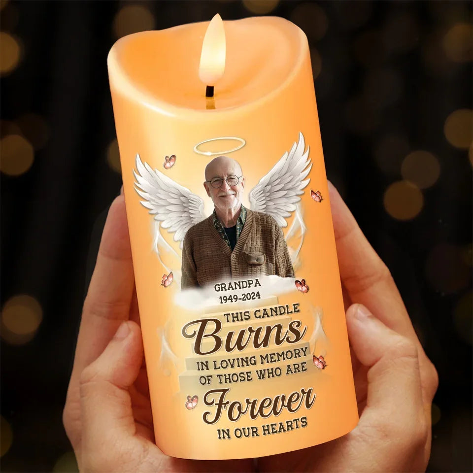 Custom Photo Love Knows No End - Memorial Personalized Custom LED Candle - New Arrival, Sympathy Gift, Christmas Gift For Family Members