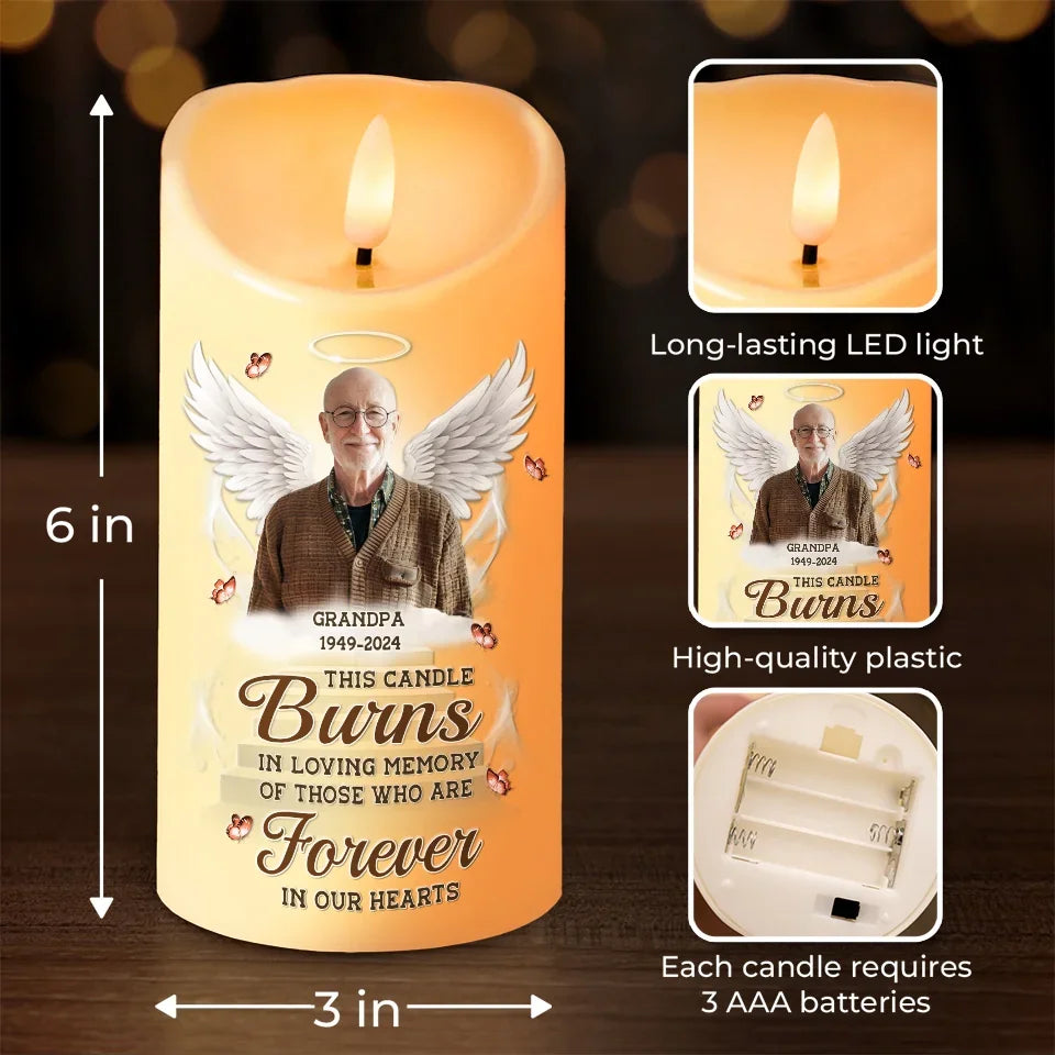 Custom Photo Love Knows No End - Memorial Personalized Custom LED Candle - New Arrival, Sympathy Gift, Christmas Gift For Family Members