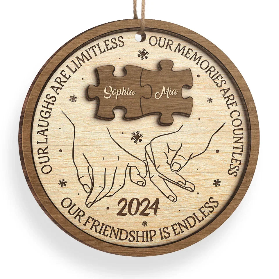 The Joy Of Christmas Is Even Brighter When Shared With Friends - Bestie Personalized Custom Ornament - Wood Custom Shaped - Christmas Gift For Best Friends, BFF, Sisters