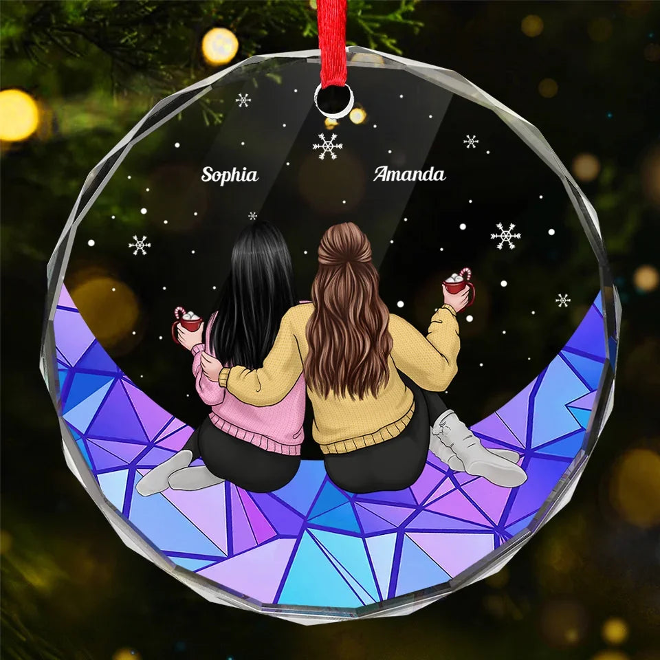 Our Friendship Is A Beautiful Journey - Bestie Personalized Custom Circle Glass Ornament - Christmas Gift For Best Friends, BFF, Sisters
