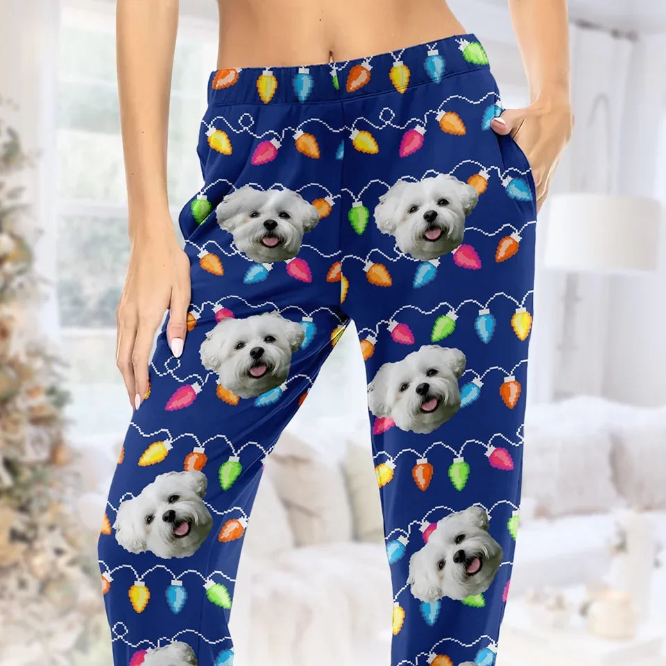 Custom Photo Wishing You A Howliday Season Full Of Joy And Tail Wags! - Dog & Cat Personalized Custom Pajama Pants - Christmas Gift For Pet Owners, Pet Lovers