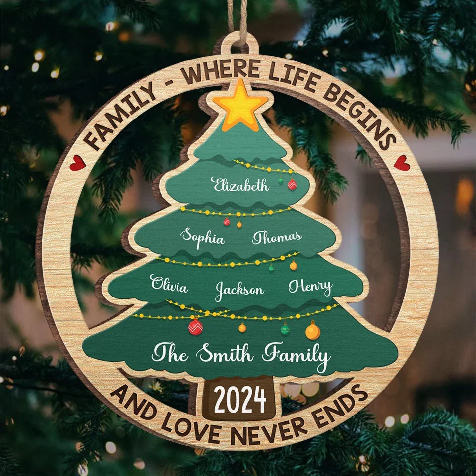 A Family Is The Sparkle On The Christmas Tree Of Life - Family Personalized Custom Ornament - Wood Custom Shaped - Christmas Gift For Family Members