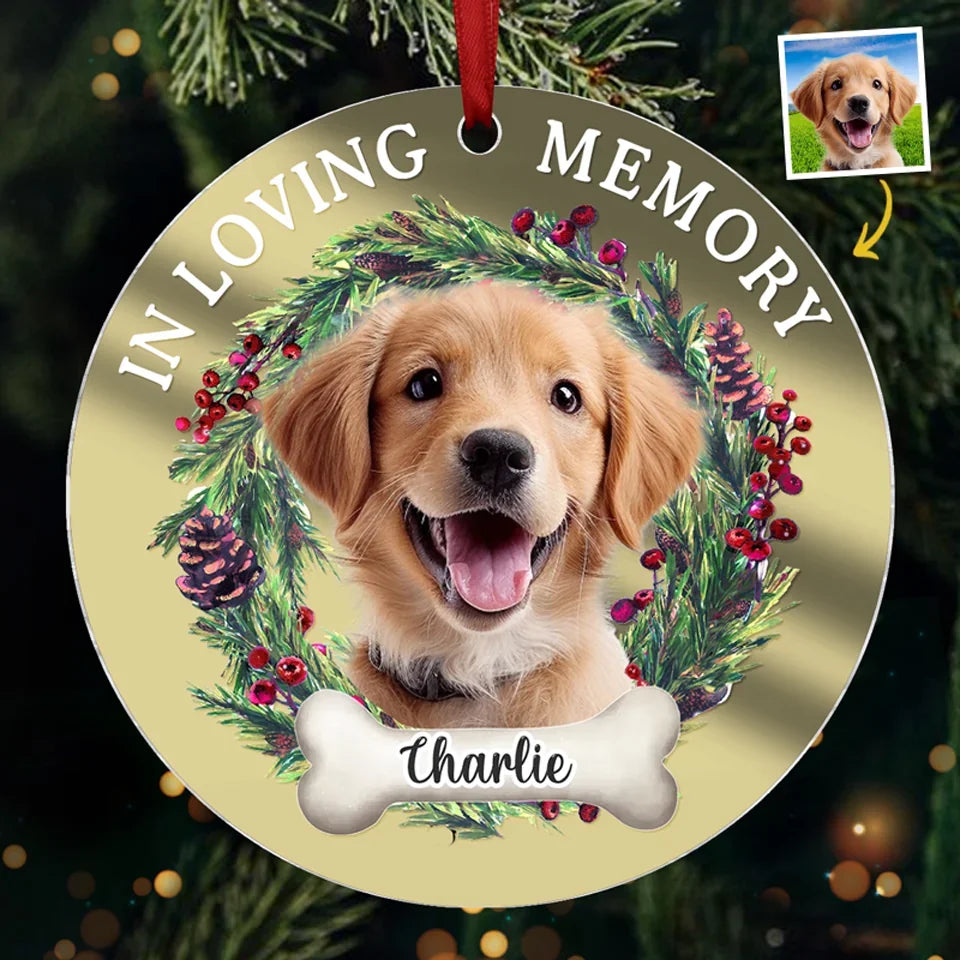 Custom Photo In Loving Memory- Memorial Personalized Custom Mirrored Acrylic Ornament - Sympathy Gift, Christmas Gift For Pet Owners, Pet Lovers