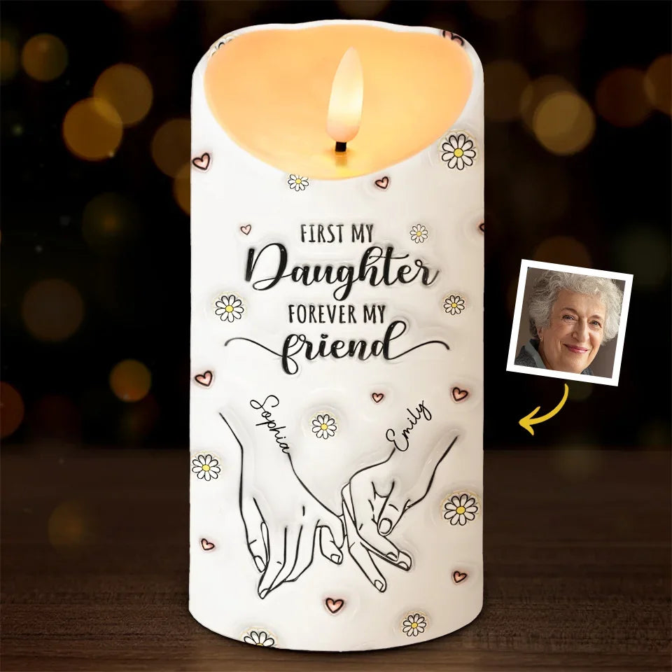 Friendship Is Holding Hands Without Letting Go - Bestie Personalized Custom 3D Inflated Effect Printed LED Candle - Christmas Gift For Best Friends, BFF, Sisters