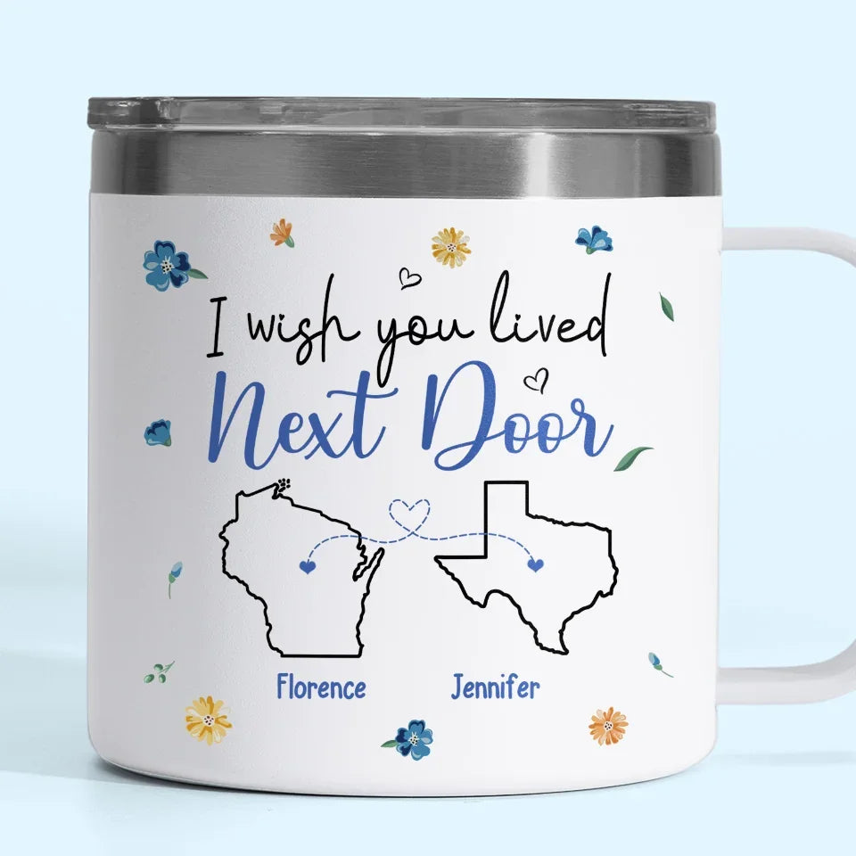 Our Friendship Is A Beautiful Journey - Bestie Personalized Custom 14oz Stainless Steel Tumbler With Handle - Gift For Best Friends, BFF, Sisters