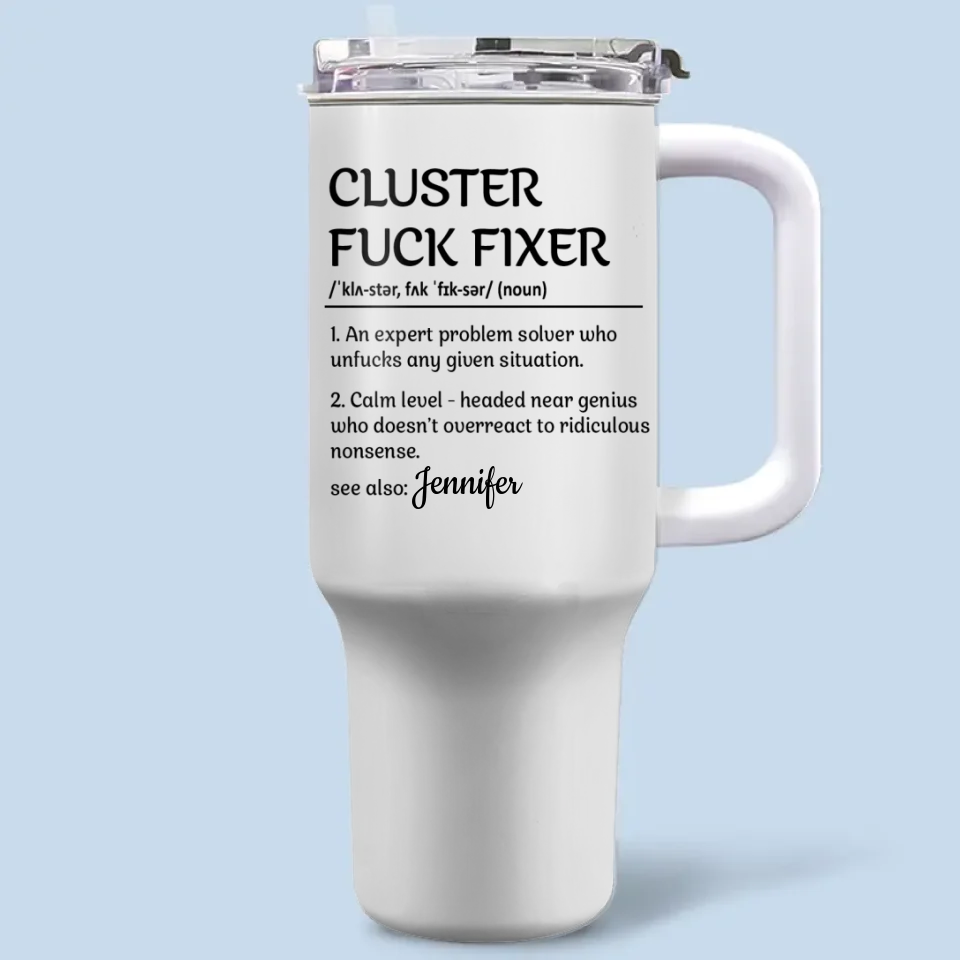 The Cool-Headed Problem Solver - Coworker Personalized Custom 40 Oz Stainless Steel Tumbler With Handle - Christmas Gift For Coworkers, Work Friends, Colleagues